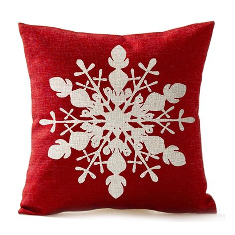 Merry Christmas Snowflake Throw Pillow Cover Cushion Case Cotton Linen