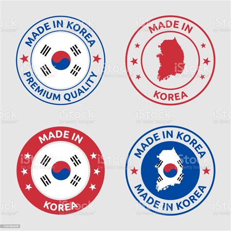 Made In South Korea Stamp Set Republic Of Korea Product Labels Stock Illustration Download