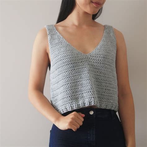 Crochet Tank Top Pattern Summer Crop Top Ribbed Singlet Etsy