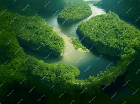 Premium AI Image | An aerial view of the Amazon Rainforest and river at ...