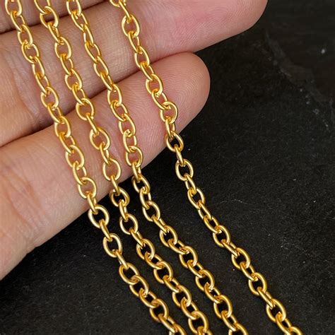 22k Gold Plated Bulk Cable Chain 1 Meter Oval Tiny Link Etsy