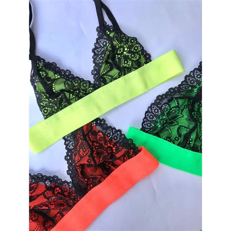 Conjunto Lingerie Anitta Neon Shopee Brasil
