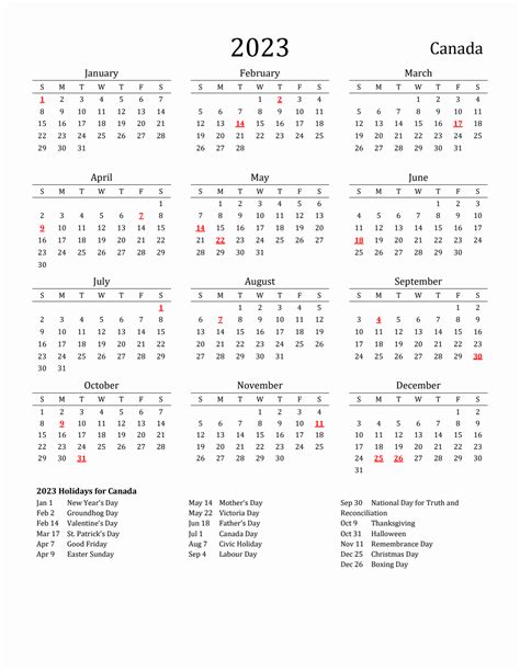 Canada 2023 Public Holidays Calendar | Calendar Dream