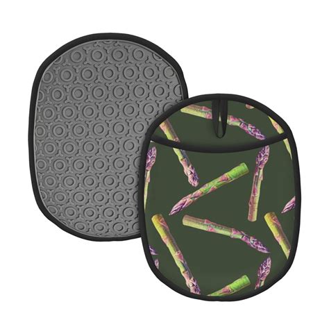 Colorful Asparagus Pot Holders For Kitchen Heat Resistant Oven Mitts Hot Pads With Pocket Non