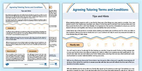 Private Tutoring Terms And Conditions Advice Pack