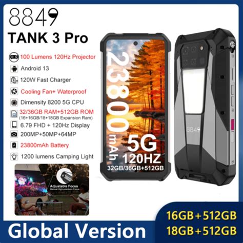 8849 Tank 3 Pro 5G IP68 Phone 100 Lumens Projector 36GB 512GB 23800mAh