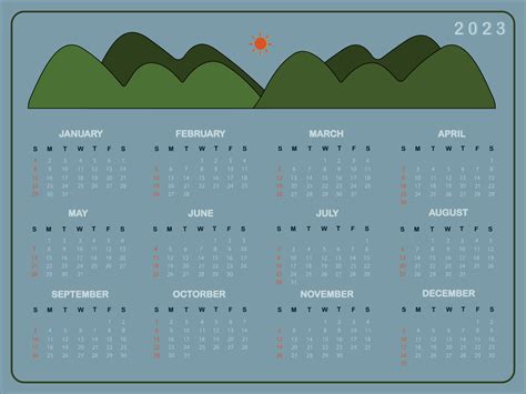 Calendar 2023 with forest and nature tone background. This 12 months ...