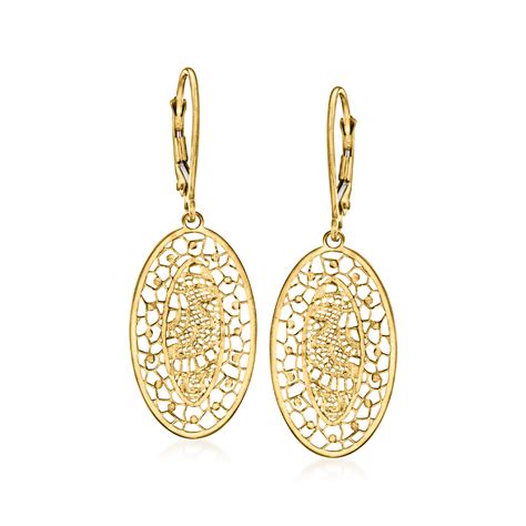 Italian 18kt Yellow Gold Filigree Drop Earrings Ross Simons