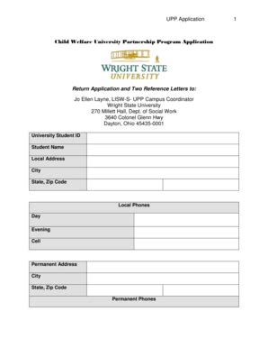 Fillable Online Liberal Arts Wright Upp Application Liberal Arts