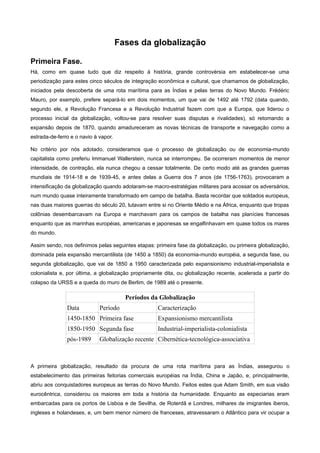 Fases da globalização | PDF