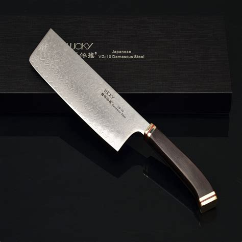 Couteau De Cuisine Japonais Nakiri VG10 Manche En Acier Damas