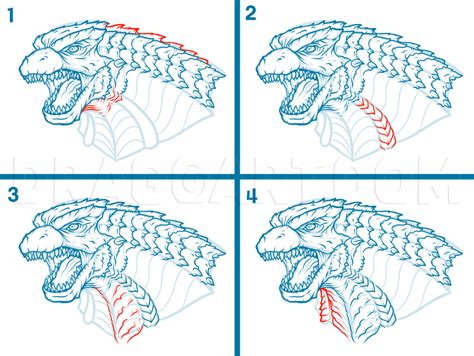 Godzilla Step By Step Drawing at Drawing Tutorials