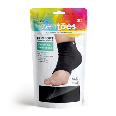 Zentoes Men S Large Moisturizing Heel Socks Gel Lined To Heal Dry Skin