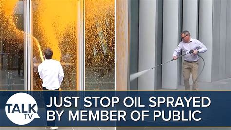 Just Stop Oil Sprayed By Member Of The Public During Protest Youtube