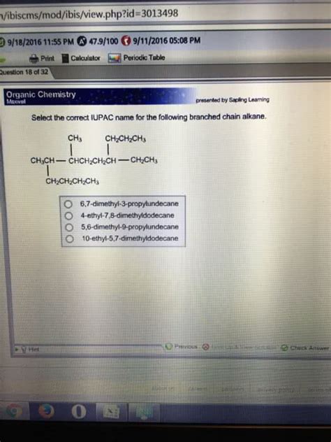 Oneclass Select The Correct Iupac Name For The Following Branched