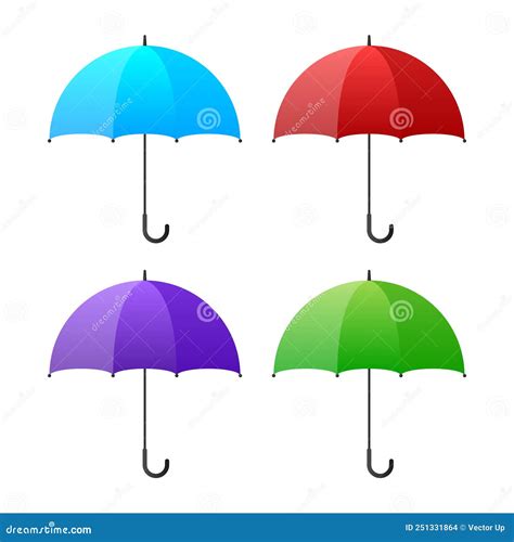 Colorful Umbrella Icon In Flat Design Vector Illustration Stock