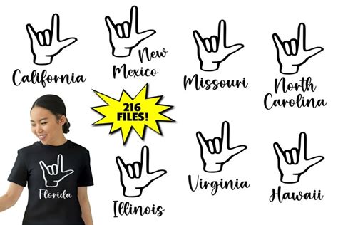 Asl Ily I Love You 50 States Svg Png American Sign Language