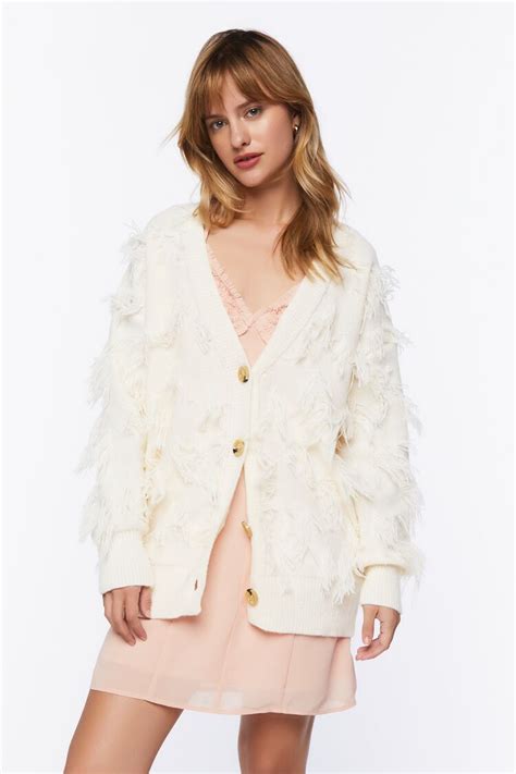 Forever 21 Textured Cardigan Sweater Cream Forever21usa