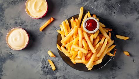 Batatas Fritas Crocantes Em Deliciosa Perfei O Em Um Fundo De Concreto