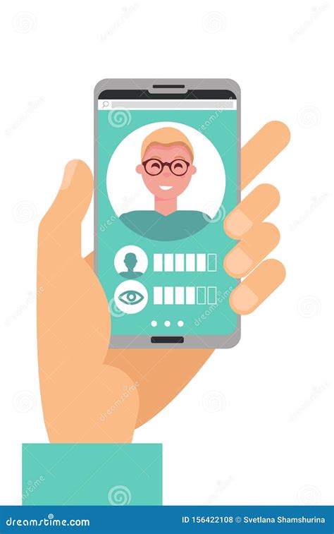 Facial Recognition Face Id System Man Character Scanning App Face On