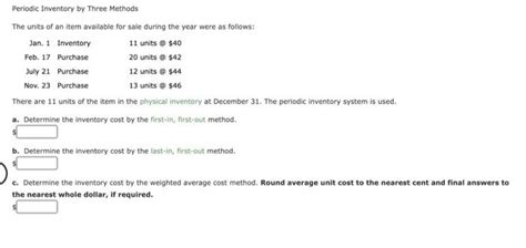 Solved Periodic Inventory Using Fifo Lifo And Weighted Chegg