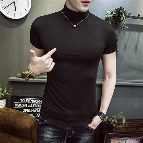 New Arrival Fashion Casual Solid Color Short Sleeve Turtleneck