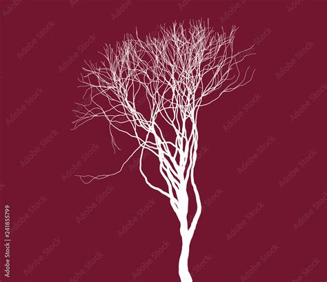 Naked Winter Tree Silhouette Fine Detailed Realistic Illustration