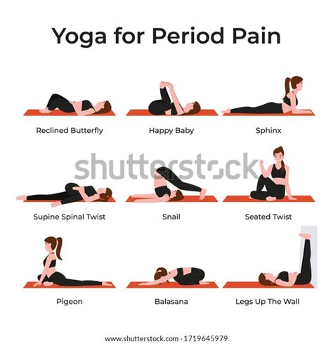 Set Yoga Poses Asana Period Pain Stock Vector Royalty Free 1719645979