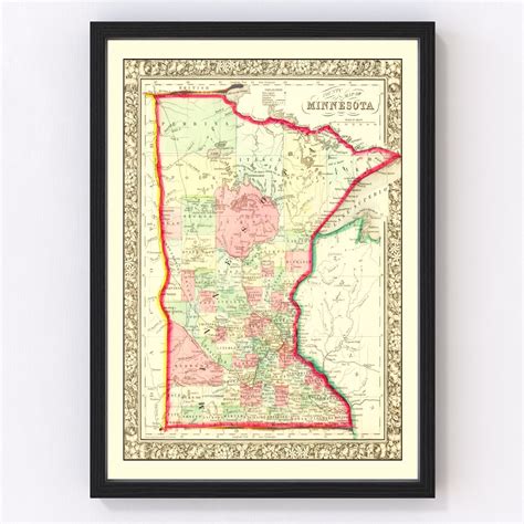 Vintage Map Of Minnesota 1862 By Ted S Vintage Art