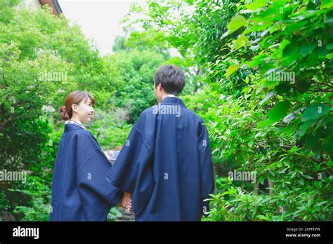 Japanese Couple On A Hot Spring Trip Stock Photo Alamy