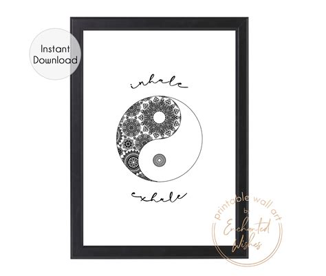 Inhale Exhale Yin Yang Print Wall Art Printable Prints