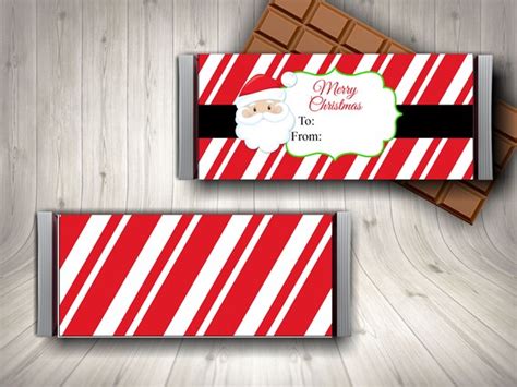 Chocolate Bar Wrapper Santa Candy Bar Wrapper Christmas Candy Wrapper