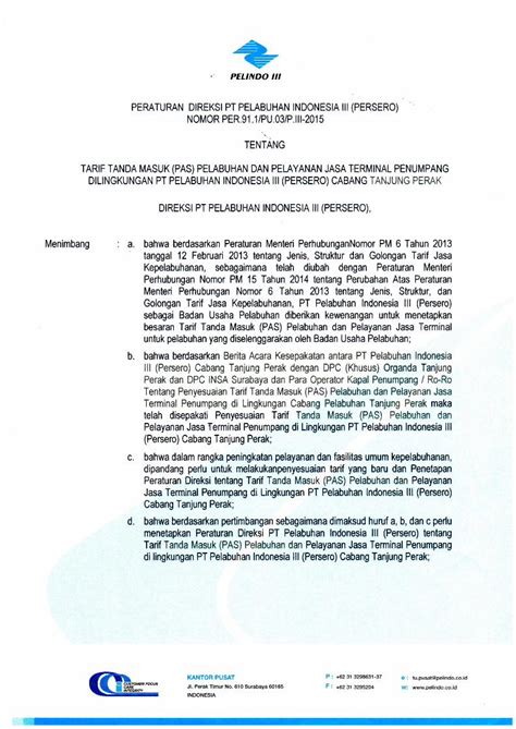 PDF E Ppid Pelindo Co Id Besaran Tarif Pelayanan Jasa Terminal