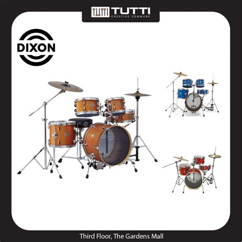 DIXON Drum Set Jet Set Plus Silent Drum Set Orange / Blue / Red Sparkle ...