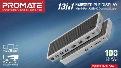 Multi Port Usb C Docking Station 4k60hz Triple Display 100w Power Delivery Promate