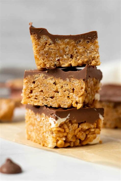 Chocolate Peanut Butter Rice Krispie Treats The Marble Kitchen