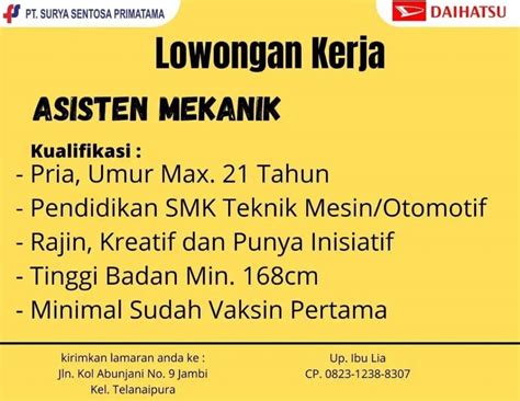 Loker Jambi Terbaru 3 Posisi PT Surya Sentosa Primatama Media Info Karir