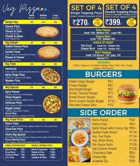 Menu Of Roms Pizza New Ashok Nagar Noida