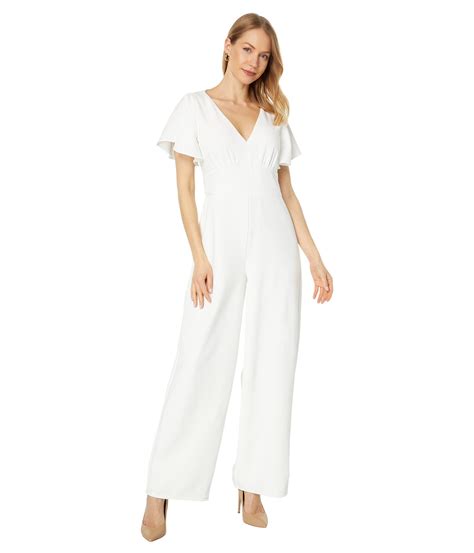 Maggy London Flutter Sleeve Wide Leg Jumpsuit In White Lyst