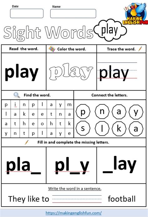 Sight Word Play Worksheets Worksheets Library