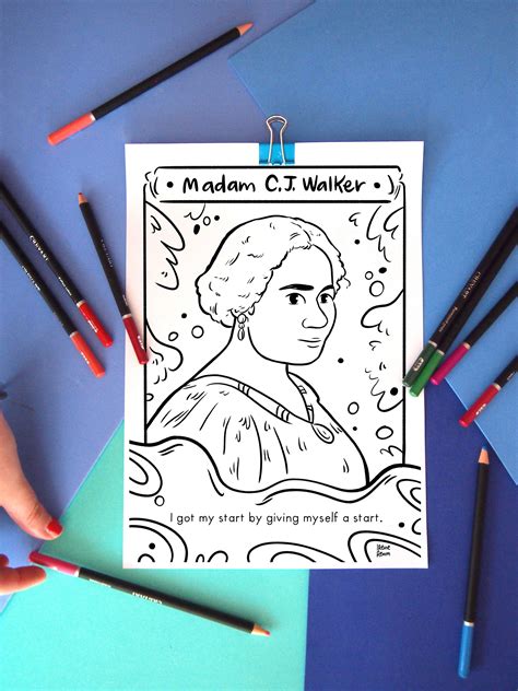 Madam Cj Walker Coloring Page Etsy Ireland