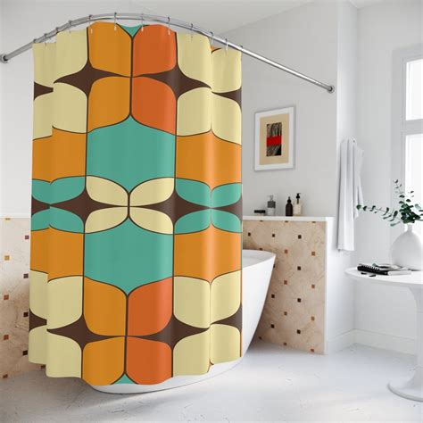 50s Mid Mod Aesthetic Retro Groovy Shower Curtain Mid Century Etsy