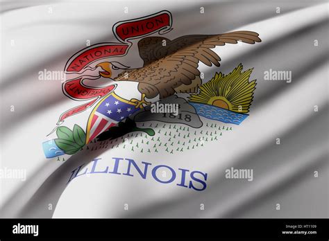 3d Rendering Of An Illinois State Flag Waving Stock Photo Alamy