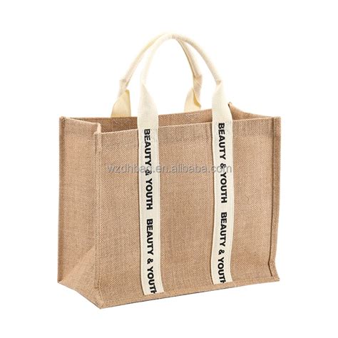 Wholesale Large Natural Reusable Recycled Burlap Hemp Tote Bag