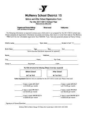 Fillable Online Ymcachgo 3cdn McHenry School District 15 Ymcachgo