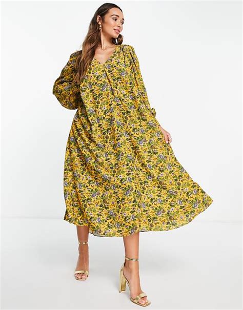 Asos Edition Robe Trapèze Mi Longue à Fleurs Asos