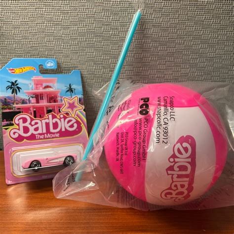 Barbie Party Supplies Barbie The Movie Beach Ball Cup Blue Straw Barbie Hot Wheels Corvette