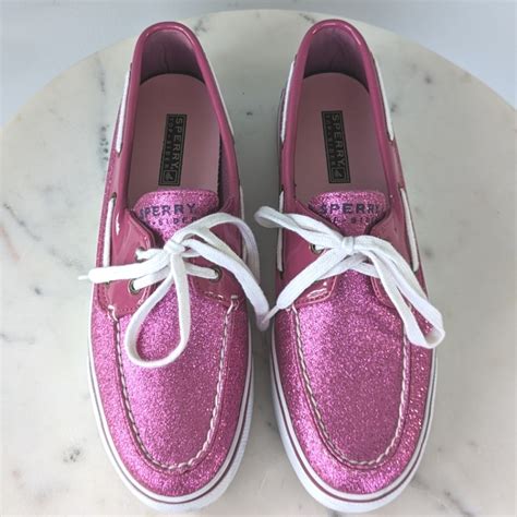 Sperry Womens Pink Glitter Sparkle Boat Shoes Gem