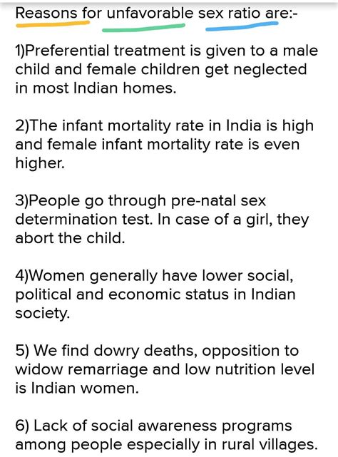 Why Is Sex Ratio Unfavorable To Women In The World Explain Any Three