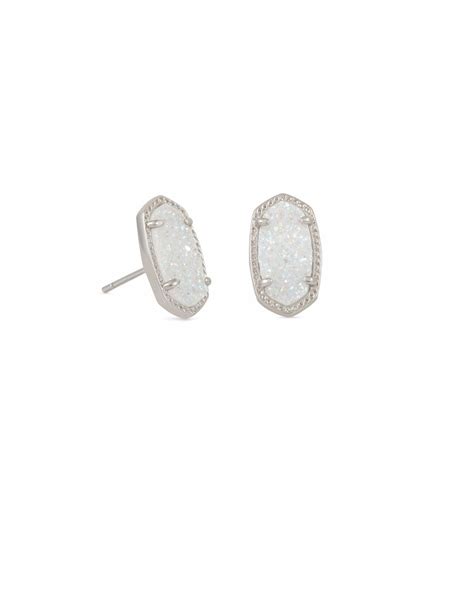 Ellie Silver Stud Earrings In Iridescent Drusy Kendra Scott